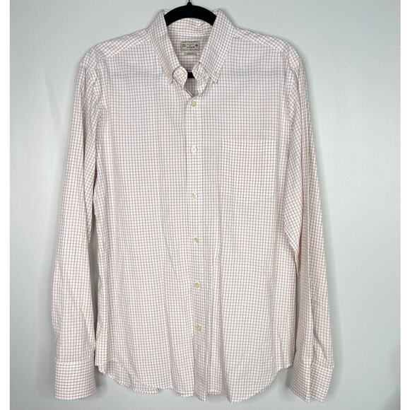 J Crew Mens Medium M Set of 2 Plaid Button Down Dress Shirts White Blue Cotton - Picture 2 of 14